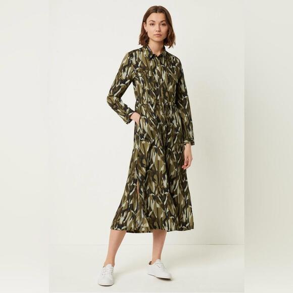 French Connection Dresses & Skirts - FRENCH CONNECTION animal print Long Sleeve Midi Shirt Dress